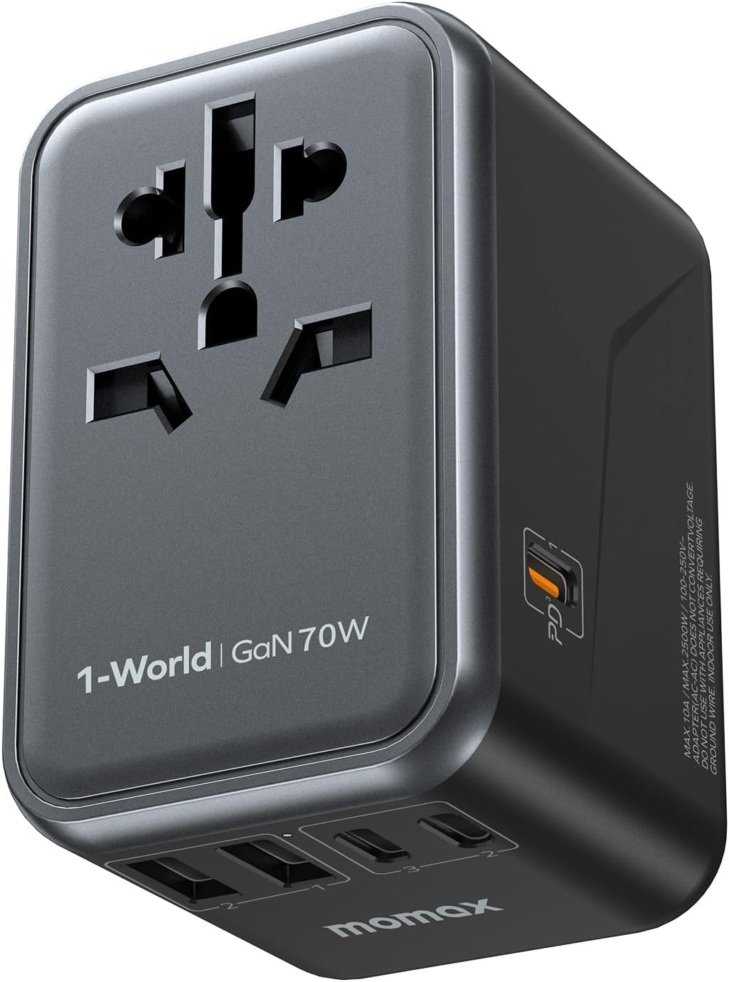 MOMAX 1-World GaN 70W universal travel adapter